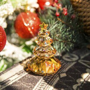 New Yellow Crystal Figure Glass Christmas tree, Christmas Gift